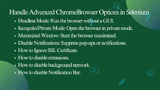 Browser Options in Selenium Java Ignore SSL Disable Notifications Run Headless Incognito