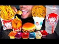 ASMR WENDY S CHICKEN NUGGETS CHEESEBURGERS FRIES VANILLA FROSTY COOKIE MUKBANG EATING SHOW
