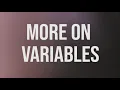 More On Variables Naming conventions Multiple variables assignment