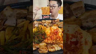벌집삼겹살과 불닭볶음면!