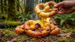 Bacon Jam Loaded Pretzels & Cheese Sauce | Forest Cooking ASMR