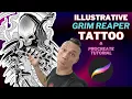 Designing An Illustrative Black Grey Grim Reaper Tattoo Procreate Follow Along Drawing Tutorial