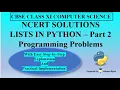 NCERT Solutions Lists in Python Part 2 CBSE Class 11 Computer Science