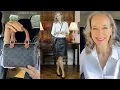 Timeless Style Celine Small Boston Triomphe Bag Black Pleather Skirt White Button-Up Shirt OOTD