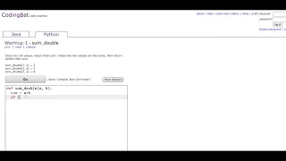 Warmup-1 sum - double Python Tutoriall Codingbat com