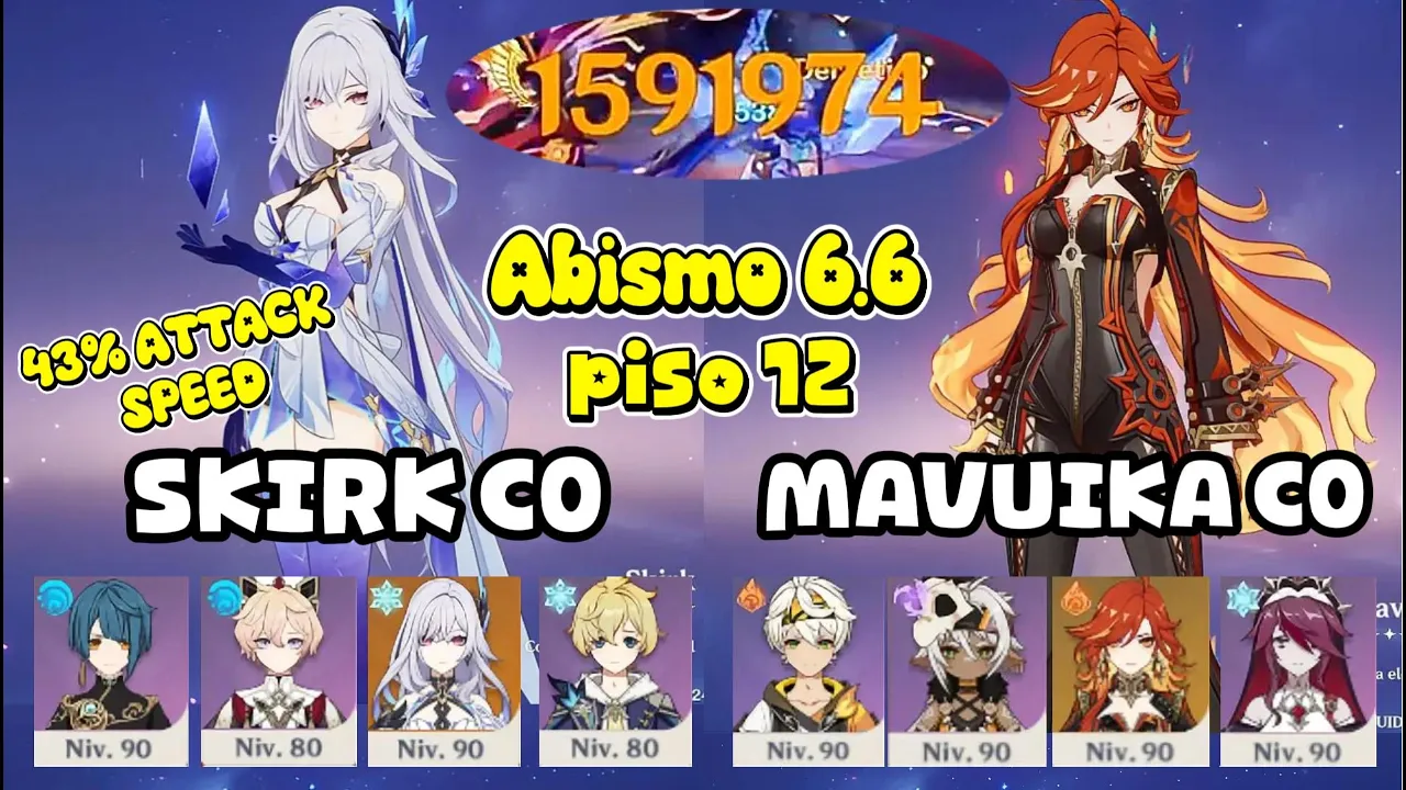 Mavuika y Skirk c0 completan el Abismo 6.6 con SOLO personajes y armas de 4 estrellas 😱