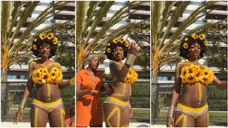 sun flower looks good on korra getting ready for a video shoot