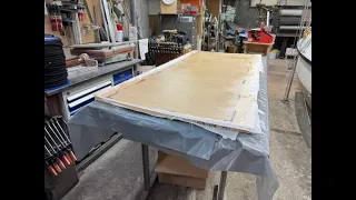 Laminating the inside of the coach roof.