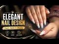 Elegant White Glitter Marble Nails Stunning Almond Nail Extension Design