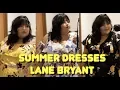 Trying on summer dresses at Lane Bryant