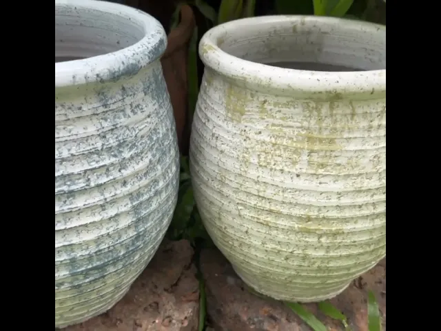 Flowerpot กระถางดินเผาทรงกระสุน ขนาด 15 x 15 cm. พร้อมจานรอง