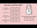 CRACK THE CODE PUZZLE Can you Crack this 3 Digit Number Lock s Code