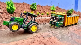 JCB Tractor Video | Heavy Stuck TATA Dump Truck      , John Deere Tractor Pulling & Cartoon Video |