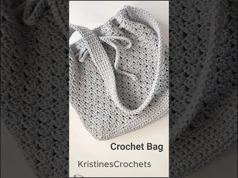 Crochet Drawstring Shoulder Bag #crochet #diybag #crochetcommunity