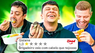 PROVAMOS AS PIORES COMIDAS DO IFOOD 😂 (a sobremesa veio peluda kkkkkkk)
