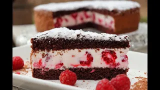 Rezept für eine leckere Himbeer-Schokoladen-Torte | Himbeertorte mit Schokolade | ohne Gelatine! Fol. 