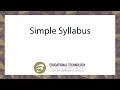 Simple Syllabus