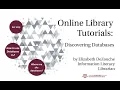 Online Library Tutorial Discover Databases Tutorial