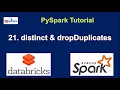 21 distinct and dropduplicates in pyspark how to remove duplicate in pyspark pyspark tutorial