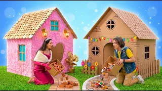 FLUFFY Mansion VS COZY DIY House  ✨🏠 Buidling Houses from Scratch!