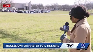 Private funeral ceremony procession for Master Sgt Noah Tietjens