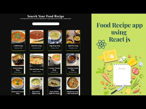 Food Recipe App using react js mealDB API hooks in react js for beginners