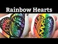 Download Lagu Blended Paint Pen Rainbow Rock with Zentangle Heart Design