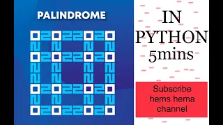 Program to check Palindrome Number in Python 5 mins Python Programming hems Hema