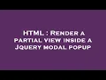 HTML Render a partial view inside a Jquery modal popup