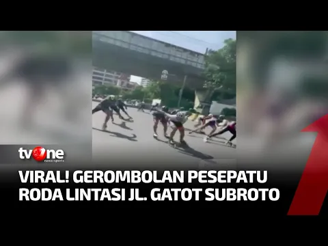 Viral Bersepatu Roda di Tengah Jalan