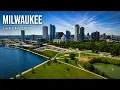 Veterans Park Milwaukee 4K Drone Footage Over Lake Michigan Downtown MKE