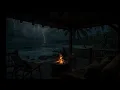 No Ads Crackling Fire Seaside Ocean Rain Best Rain in the Porch at Night Calm Your Mind