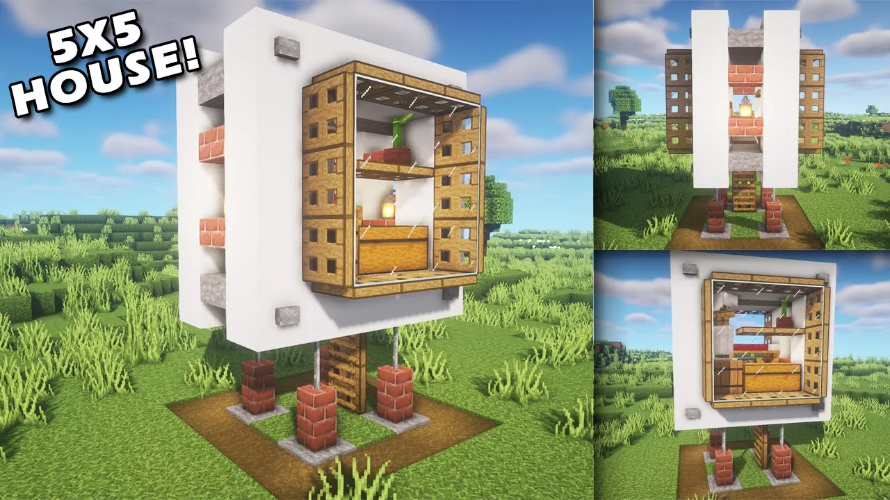 MINECRAFT: How to Build a 5x5 HOUSE Tutorial (EASY)