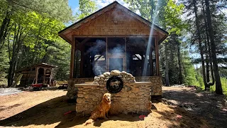 Stone BBQ Grill Complete Build | Improving my Forest Kitchen on my Off Grid Homestead