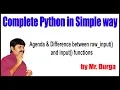 Python Tutorial Agenda Difference between raw - input and input functions