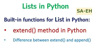 extend in Python List extend in Python CBSE extend in Python with examples