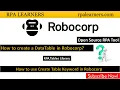 How to use create table keyword in Robocorp DataTable Automation RPA Tables Library