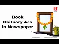 How to book Obituary Ads in Newspaper Call 9821984000
