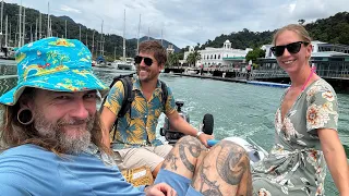 Visiting with @samholmessailing  & @annelinsynnes  on Their new Catamaran Pickled Catfish