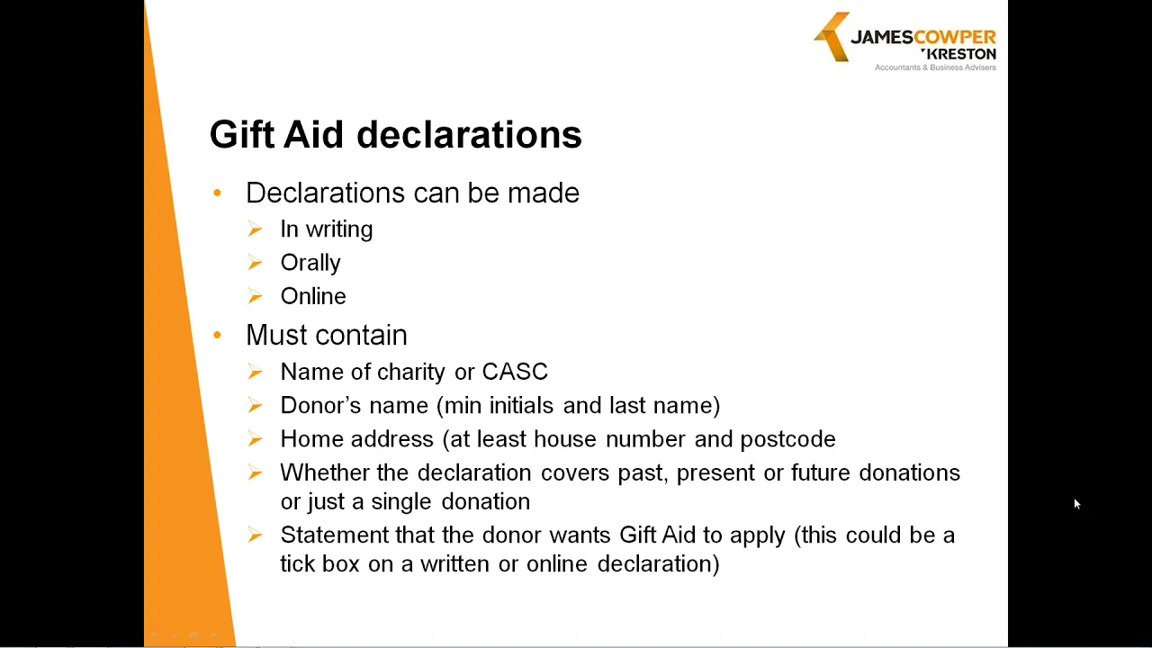 Webinar - Gift Aid