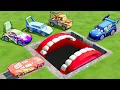 Download Lagu Giant MOUTH \u0026 RAINBOW \u0026 LAVA Pits VS Lightning McQueen - BeamNG.drive | Compilation