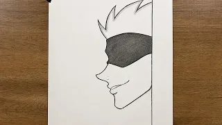 كيفية رسم غوجو ساتورو من جوجوتسو كايسن خطوة بخطوة | رسم غوجو للمبتدئين