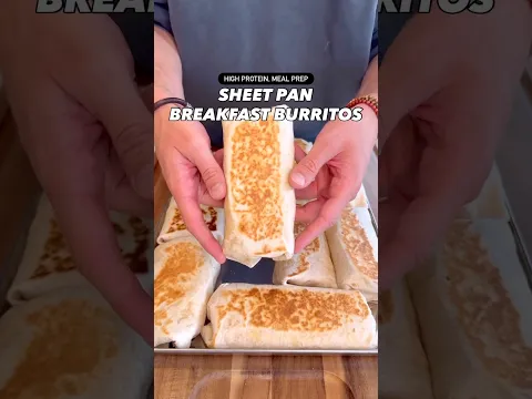 Macro-Friendly, High Protein Sheet Pan Breakfast Burritos #shorts