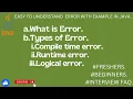 WHAT IS ERROR IN JAVA DEFINITION TYPES OF ERROR FRESHER BEGINNERS INTERVIEW FAQ