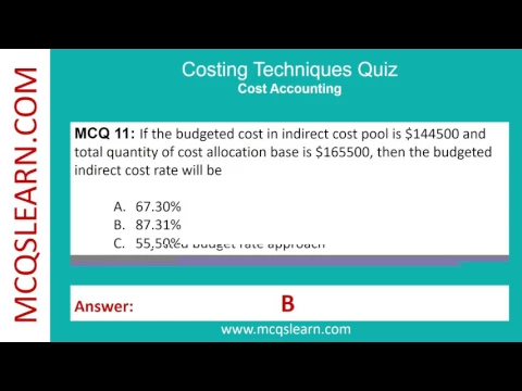 Download MP3 Costing Techniques Quiz Questions and Answers PDF - Cost Accounting MCQs Questions - App & eBook