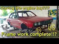 Building an e30 m3 conversion part 16 Frame work is done Engine bay shaving started