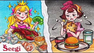 RICH GIRL vs POOR GIRL with Daily Life - Stop Motion Paper | Seegi Channel
