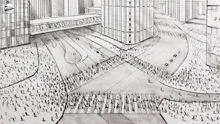 How to Draw the Shibuya Crossing Tokyo City: Step-by-Step Perspective