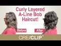 DIY Curly Layered A-Line Bob Haircut