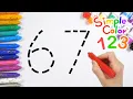 Have fun learning by coloring the number 67 with colored pencils Learning numbers for kids
